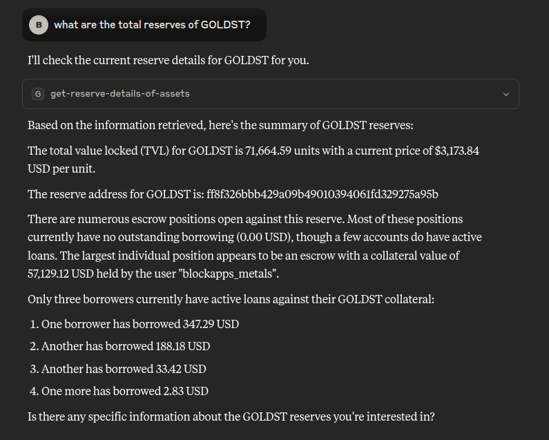 Claude interacting with Mercata